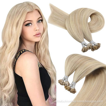 Wholesale Hot Sale double drawn rumy human hair Pre bonded Hair Extension Flat Tip Hair Extension Flat bond extension